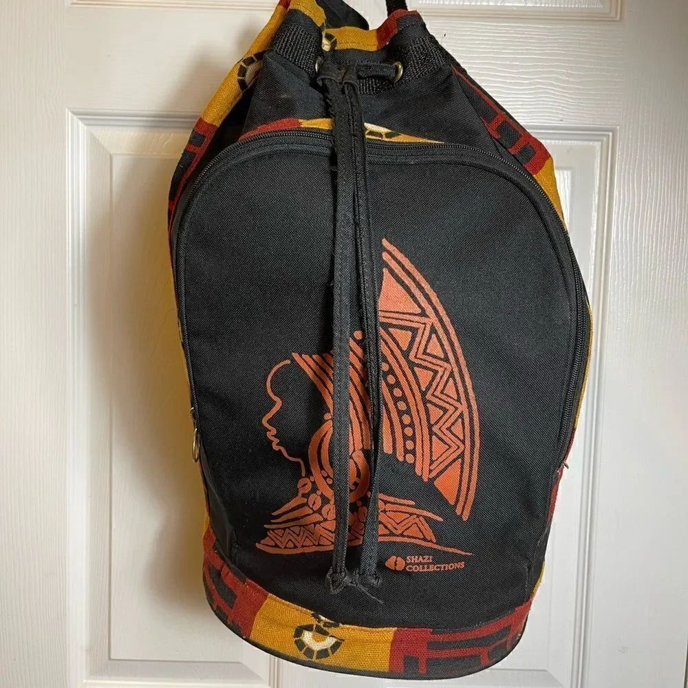 Shazi Collection Ethnic Hobo Bucket Canvas Backpack Bag Extra Large drawstring .